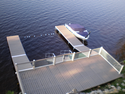 2017 a floating dock at lake in Skaneateles, New York
